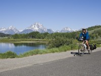 Cycling along by the Tetons